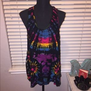 ✨Black tie die stretch tank top